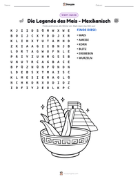 Die Legende des Mais - Mexikanisch druckbare Arbeitsblatt Vorschau