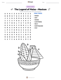 The Legend of Maize - Mexican printable worksheet preview