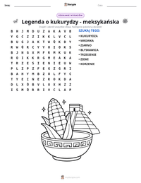 Podgląd drukowalnego arkusza ćwiczeń Legenda o kukurydzy - meksykańska