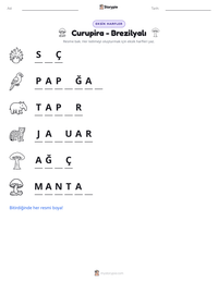 Curupira - Brezilyalı yazdırılabilir çalışma sayfası önizlemesi