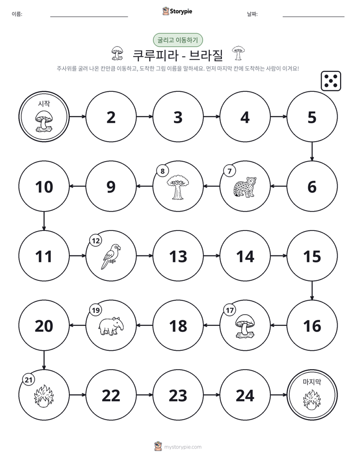 주사위 굴리고 이동하기 게임