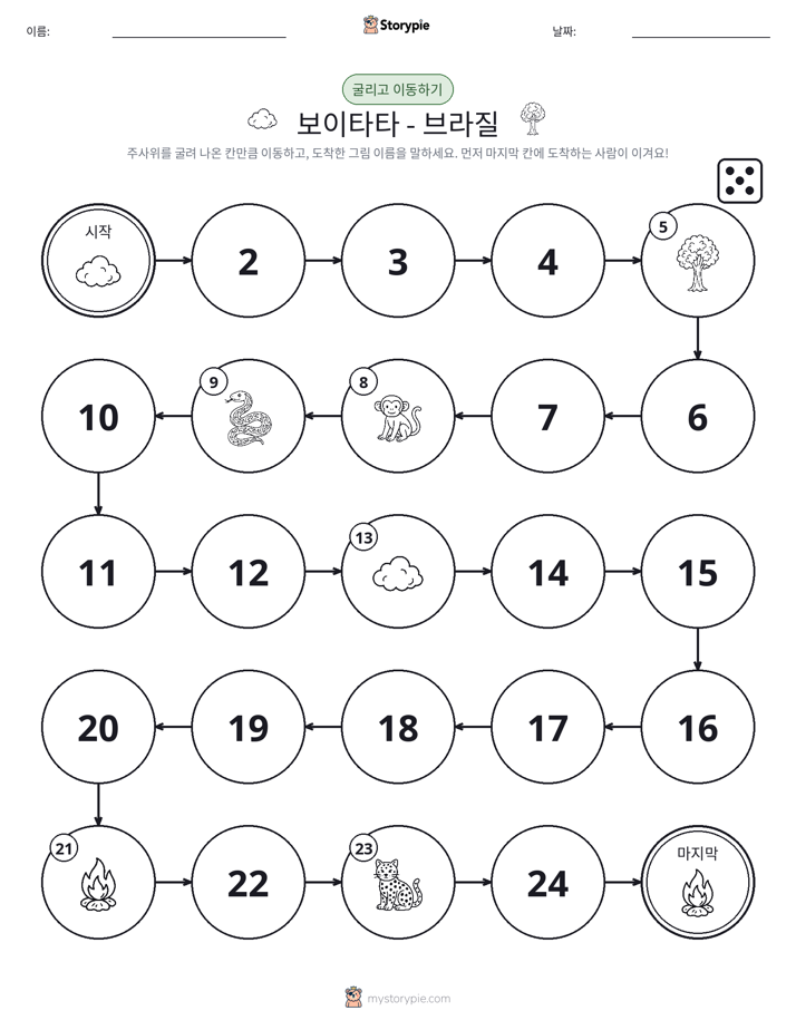 주사위 굴리고 이동하기 게임