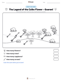The Legend of the Ceibo Flower - Guaraní printable worksheet preview