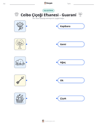 Ceibo Çiçeği Efsanesi - Guaraní yazdırılabilir çalışma sayfası önizlemesi