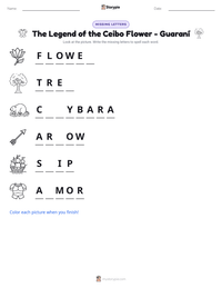 The Legend of the Ceibo Flower - Guaraní printable worksheet preview