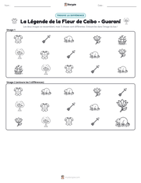 Aperçu de la feuille de travail imprimable La Légende de la Fleur de Ceibo - Guaraní