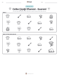 Ceibo Çiçeği Efsanesi - Guaraní yazdırılabilir çalışma sayfası önizlemesi