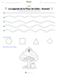 Aperçu de la feuille de travail imprimable La Légende de la Fleur de Ceibo - Guaraní
