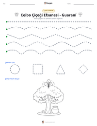 Ceibo Çiçeği Efsanesi - Guaraní yazdırılabilir çalışma sayfası önizlemesi