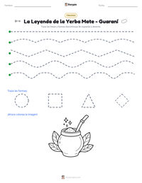 Vista previa de la hoja de trabajo imprimible de La Leyenda de la Yerba Mate - Guaraní