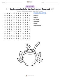 Vista previa de la hoja de trabajo imprimible de La Leyenda de la Yerba Mate - Guaraní