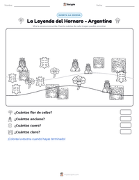Vista previa de la hoja de trabajo imprimible de La Leyenda del Hornero - Argentina