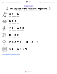 The Legend of the Hornero - Argentine printable worksheet preview