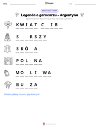 Podgląd drukowalnego arkusza ćwiczeń Legenda o garncarzu - Argentyna