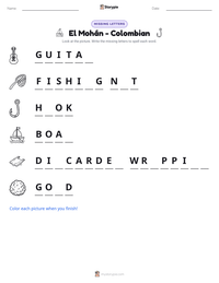 El Mohán - Colombian printable worksheet preview