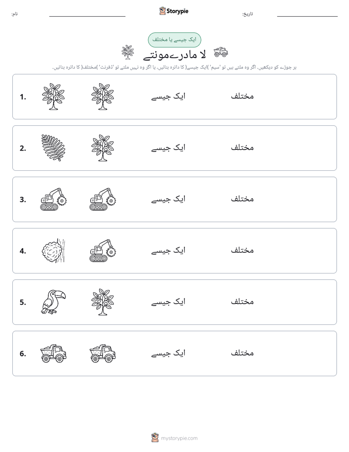 ایک جیسا یا مختلف