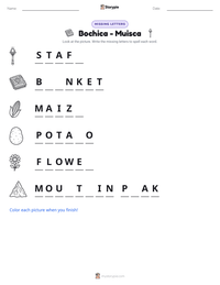 Bochica - Muisca printable worksheet preview
