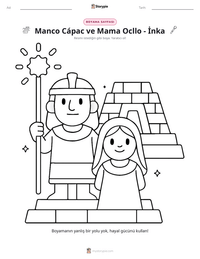 Manco Cápac ve Mama Ocllo - İnka yazdırılabilir çalışma sayfası önizlemesi