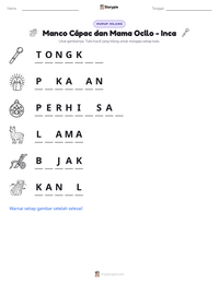 Prabaca lembar kerja cetak Manco Cápac dan Mama Ocllo - Inca