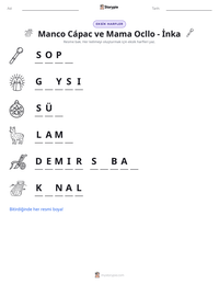 Manco Cápac ve Mama Ocllo - İnka yazdırılabilir çalışma sayfası önizlemesi