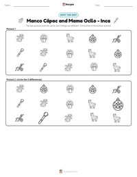 Manco Cápac and Mama Ocllo - Inca printable worksheet preview