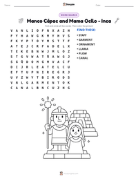 Manco Cápac and Mama Ocllo - Inca printable worksheet preview