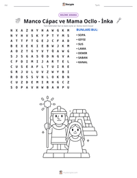 Manco Cápac ve Mama Ocllo - İnka yazdırılabilir çalışma sayfası önizlemesi