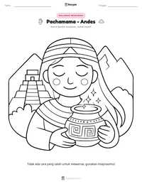 Prabaca lembar kerja cetak Pachamama - Andes