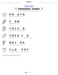 Pachamama - Andean printable worksheet preview