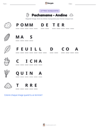 Aperçu de la feuille de travail imprimable Pachamama - Andine