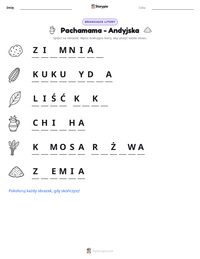 Podgląd drukowalnego arkusza ćwiczeń Pachamama - Andyjska