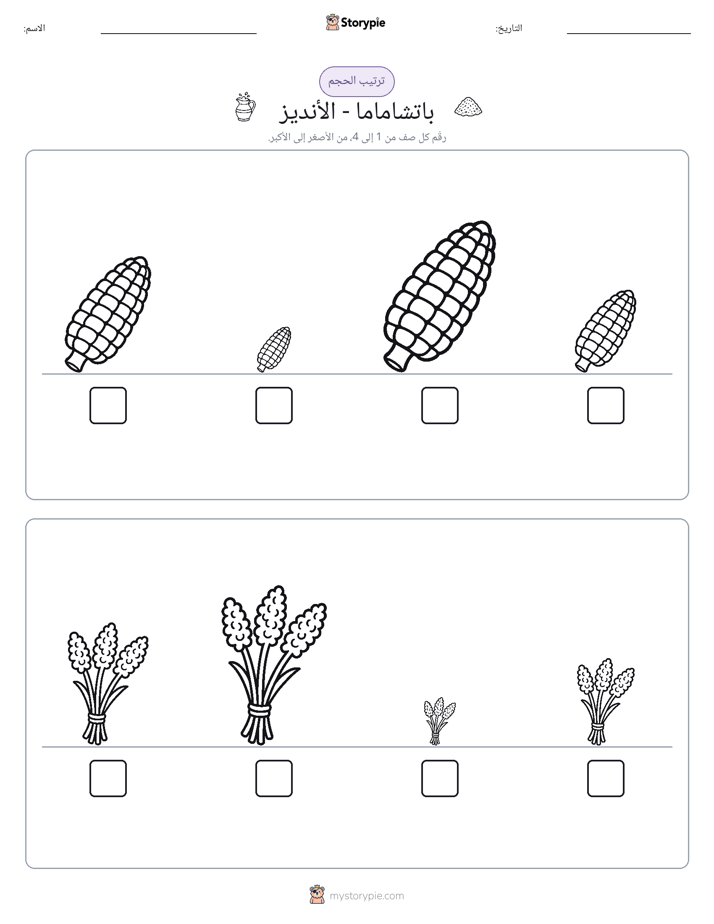 ترتيب الحجم