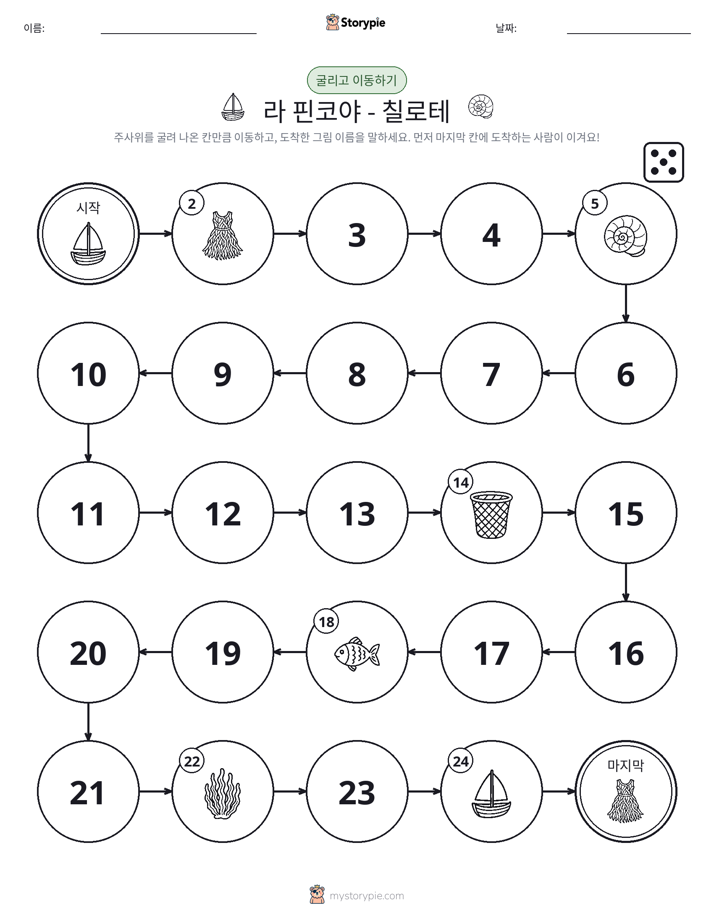 주사위 굴리고 이동하기 게임
