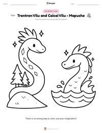 Trentren Vilu and Caicai Vilu - Mapuche printable worksheet preview
