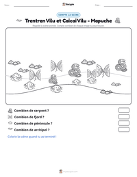 Aperçu de la feuille de travail imprimable Trentren Vilu et Caicai Vilu - Mapuche