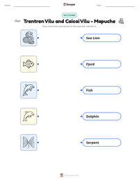 Trentren Vilu and Caicai Vilu - Mapuche printable worksheet preview