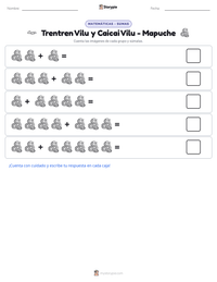 Vista previa de la hoja de trabajo imprimible de Trentren Vilu y Caicai Vilu - Mapuche
