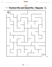 Trentren Vilu and Caicai Vilu - Mapuche printable worksheet preview