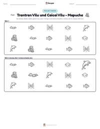 Trentren Vilu und Caicai Vilu - Mapuche druckbare Arbeitsblatt Vorschau