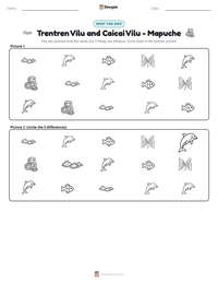 Trentren Vilu and Caicai Vilu - Mapuche printable worksheet preview
