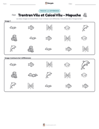 Aperçu de la feuille de travail imprimable Trentren Vilu et Caicai Vilu - Mapuche