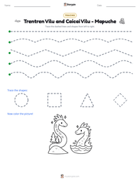 Trentren Vilu and Caicai Vilu - Mapuche printable worksheet preview