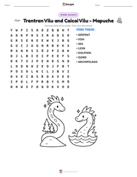 Trentren Vilu and Caicai Vilu - Mapuche printable worksheet preview