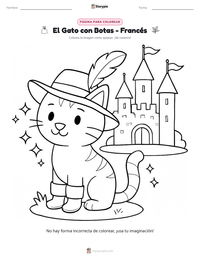 Vista previa de la hoja de trabajo imprimible de El Gato con Botas - Francés