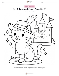 Prévia da folha de atividades imprimível O Gato de Botas - Francês
