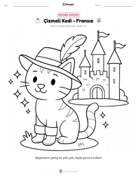 Çizmeli Kedi - Fransız yazdırılabilir çalışma sayfası önizlemesi