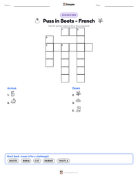 Puss in Boots - French printable worksheet preview