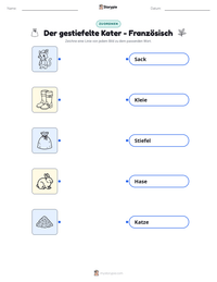 Der gestiefelte Kater - Französisch druckbare Arbeitsblatt Vorschau