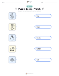 Puss in Boots - French printable worksheet preview