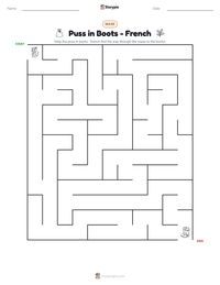 Puss in Boots - French printable worksheet preview